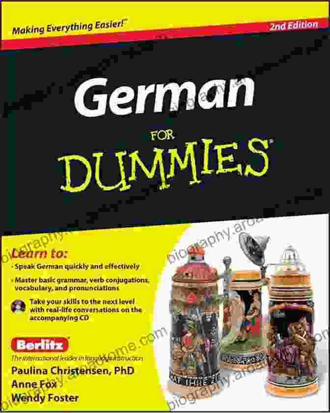 German For Dummies Book Cover Featuring A Smiling Woman Holding A German Flag German For Dummies Paulina Christensen